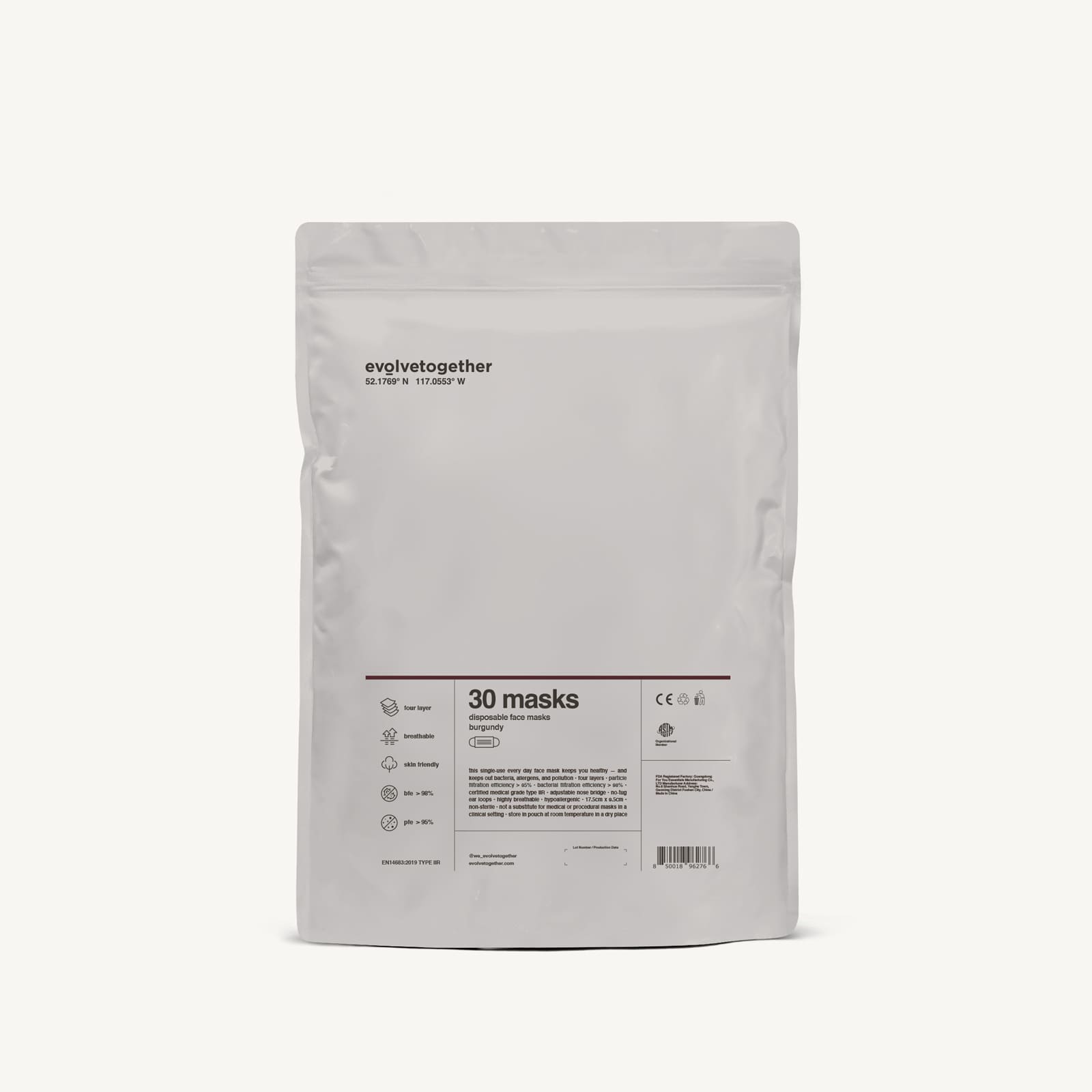 alberta - 30 burgundy face masks